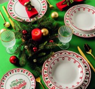 Servizio piatti 18 pezzi Holly Bloom in porcellana linea Madison