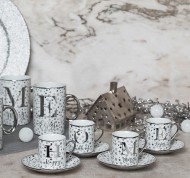 Servizio Home 4 tazzine da caffe' con piattino in porcellana linea Natale